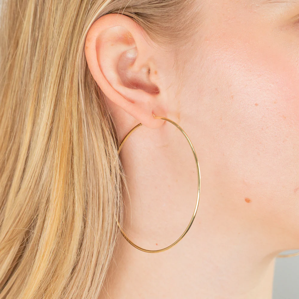 9ct Yellow Gold 60mm Plain Hoop Earrings - Image 2