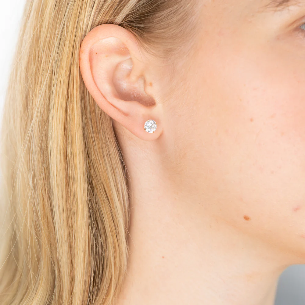 9ct Yellow Gold 6mm Brilliant Zirconia Studs - Image 2