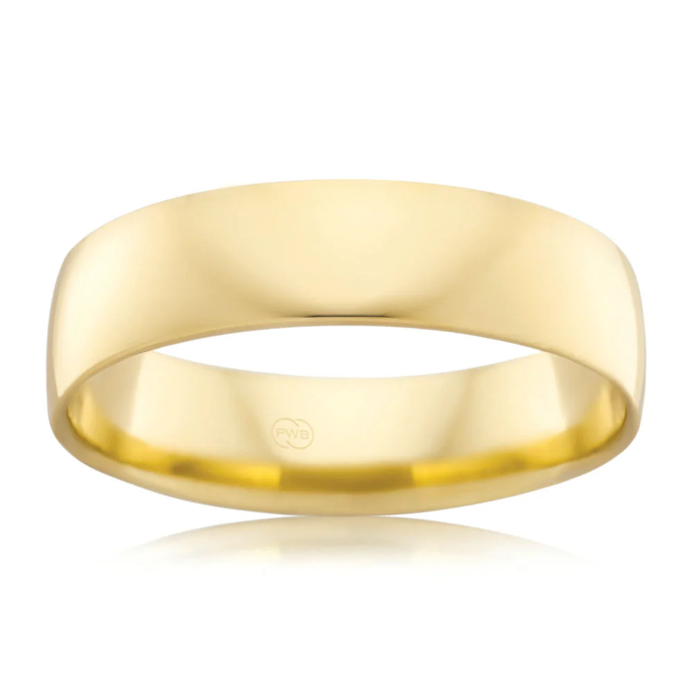9ct Yellow Gold 6mm Crescent Ring. Size Z - Image 2