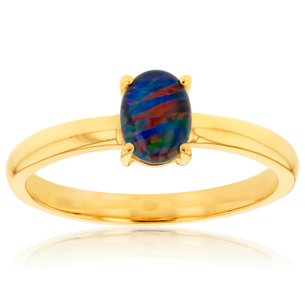 9ct  Yellow Gold 7x5mm Opal Oval Ring   *Resize 1-2 Sizes Only* - Image 2