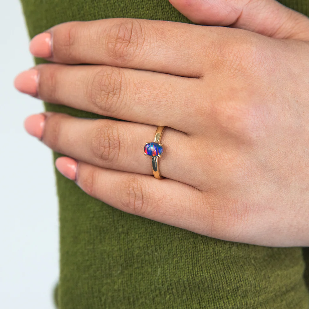9ct  Yellow Gold 7x5mm Opal Oval Ring   *Resize 1-2 Sizes Only* - Image 3