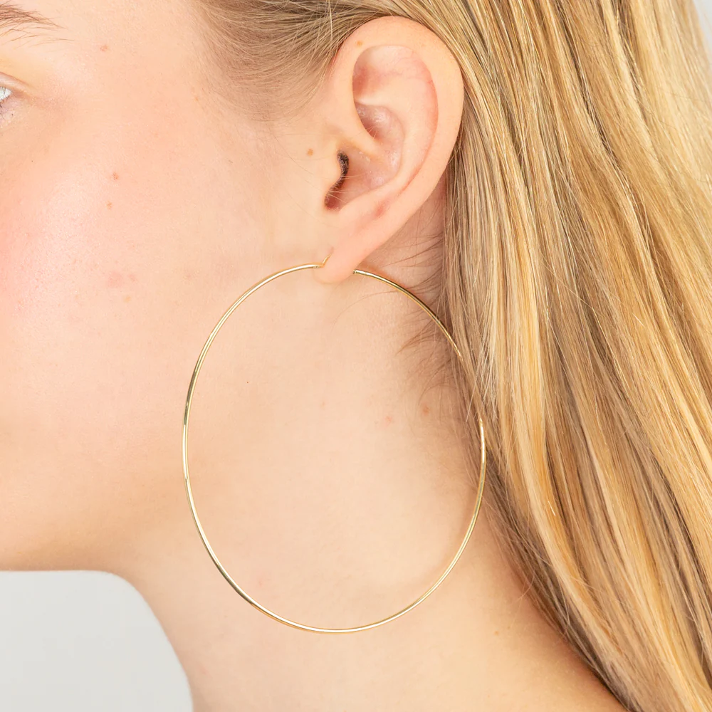 9ct Yellow Gold 80mm Plain Hoop Earrings - Image 2