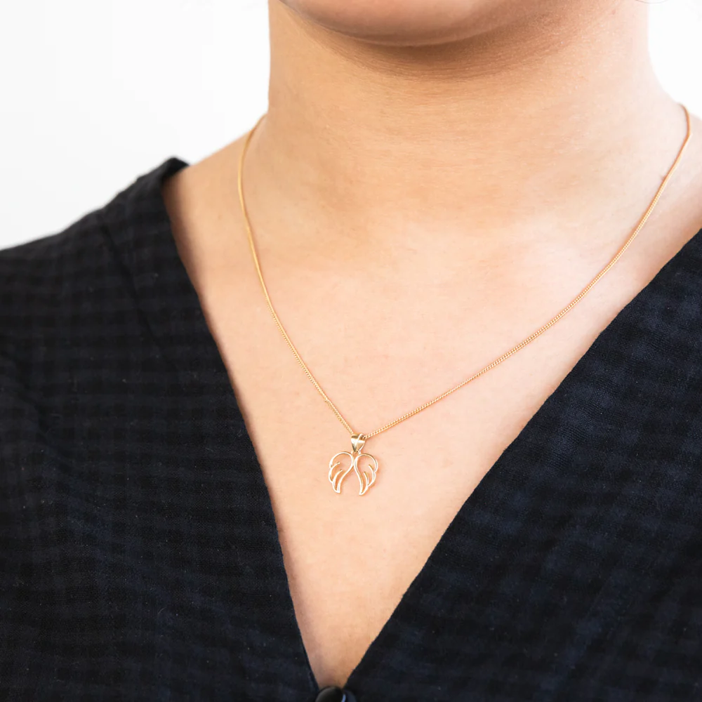9ct Yellow Gold Angel Wings Pendant - Image 2