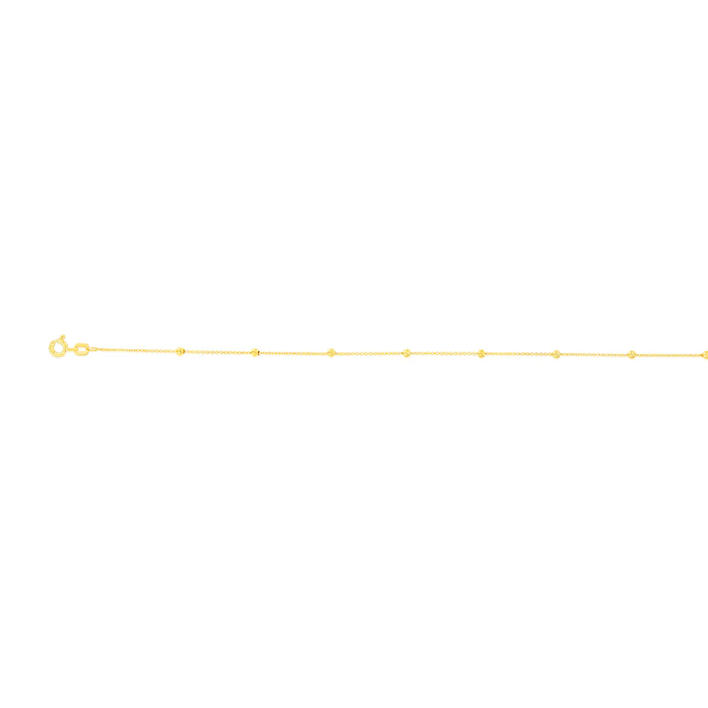 9ct Yellow Gold Balls on Fancy 25+5cm Anklet - Image 2