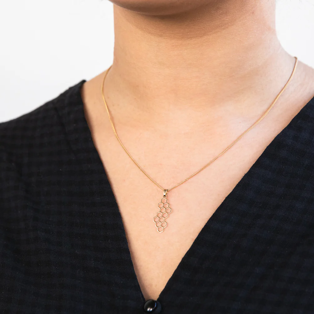 9ct Yellow Gold Beehive Pattern Pendant - Image 2