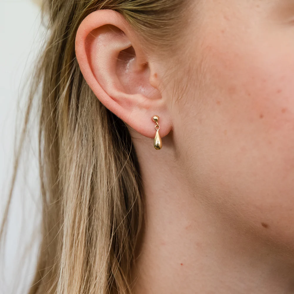 9ct Yellow Gold Bomber Drop Earrings - Image 2