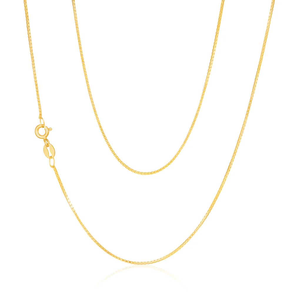 9ct Yellow Gold Box Diamond Cut Link "Venetian" 45cm Chain - Image 2
