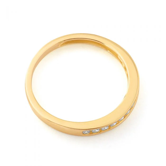 9ct Yellow Gold Brilliant Cut Zirconia Channel Set Ring - Image 2