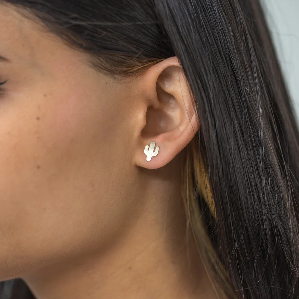 9ct Yellow Gold Cactus Stud Earrings - Image 2