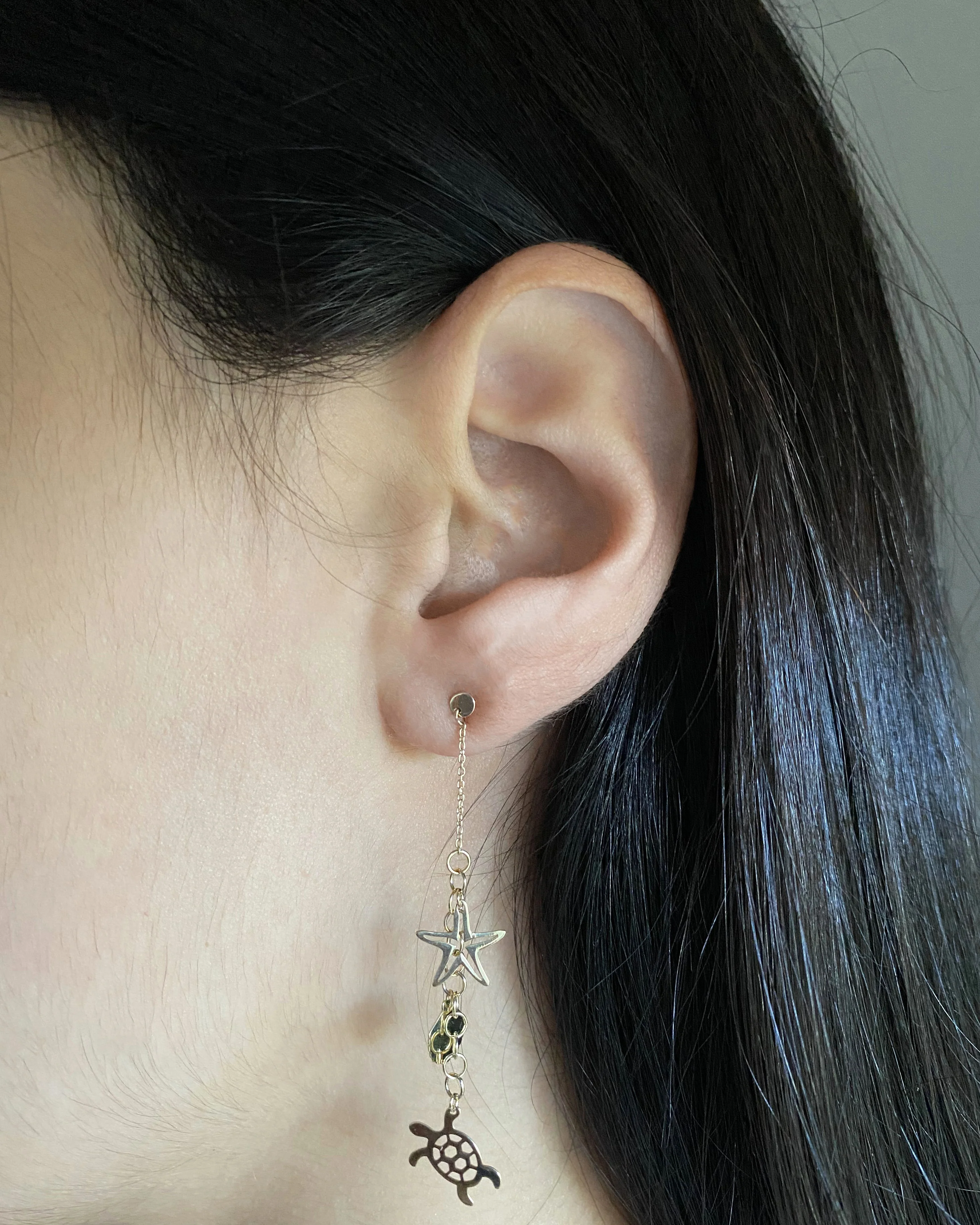 9ct Yellow Gold Charms Drop Earrings - Image 2