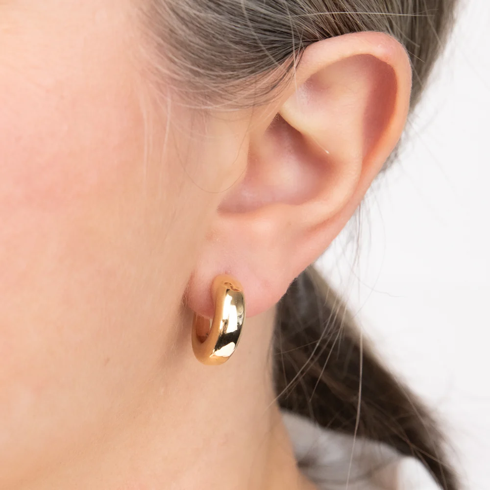 9ct Yellow Gold Chunky Polished 3/4th Hoop Earrings - Image 2