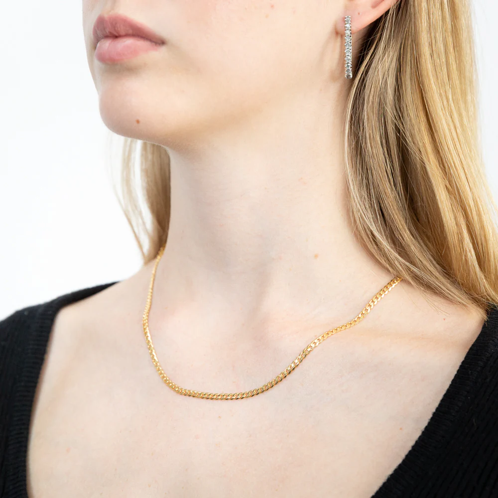 9ct Yellow Gold Concave Extra Flat 80 Gauge 3mm Curb 45cm Chain - Image 3