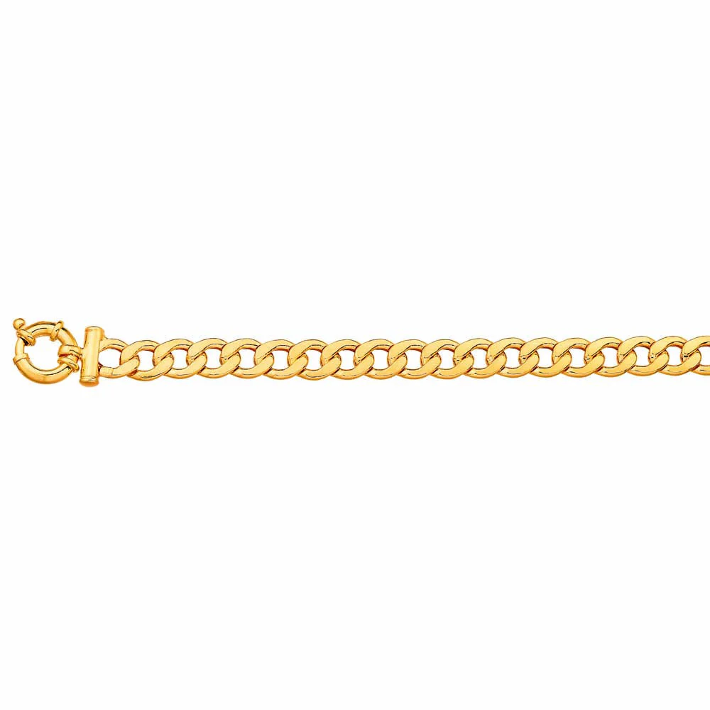 9ct Yellow Gold Copper Filled 19cm Curb Boltring Bracelet 21Gauge - Image 2
