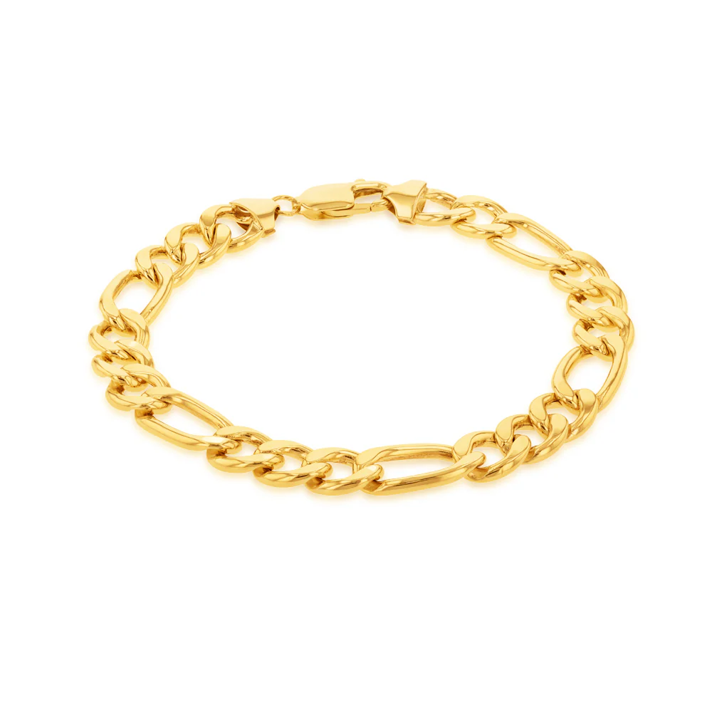 9ct Yellow Gold Copper Filled 3:1 Figaro 21cm Bracelet 230Gauge - Image 2