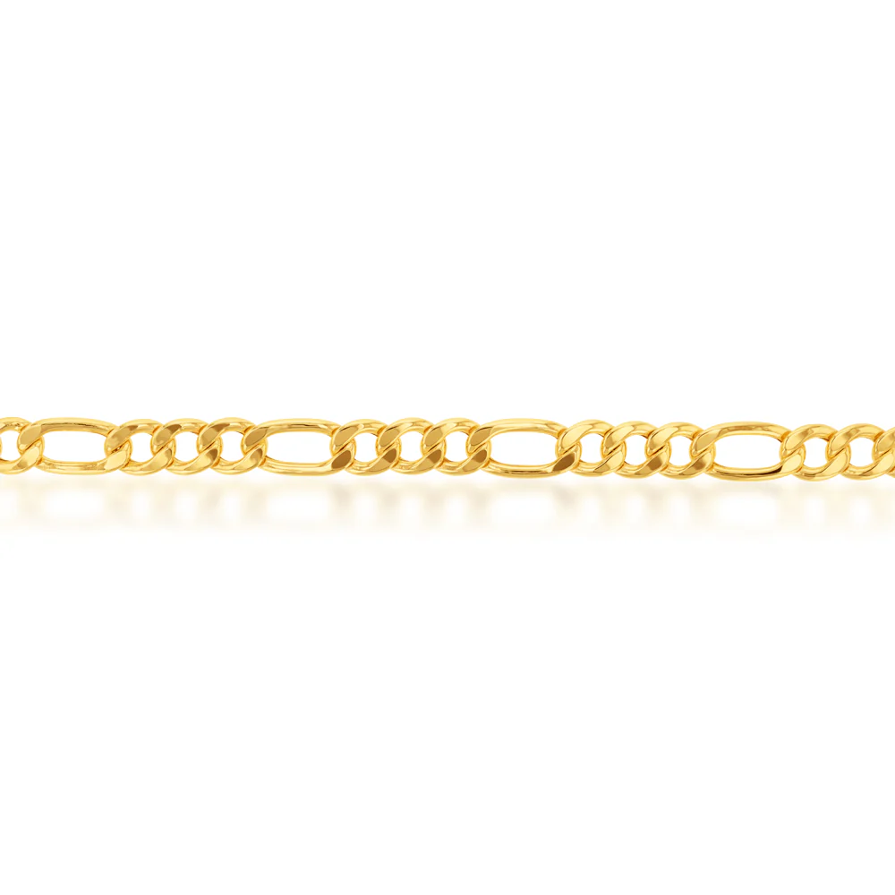 9ct Yellow Gold Copper Filled 3:1 Figaro 21cm Bracelet 230Gauge - Image 4