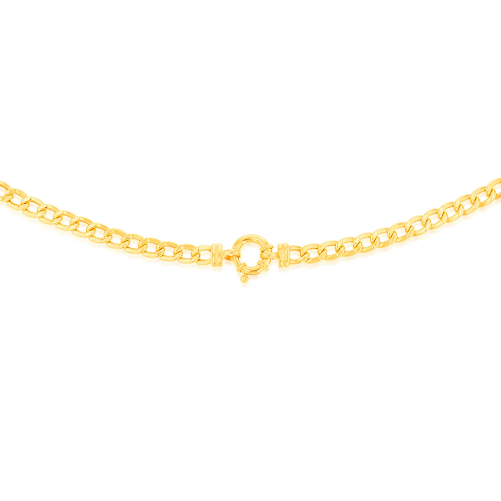 9ct Yellow Gold Copper Filled 45cm Curb 150 Gauge Chain Bolt Ring - Image 2