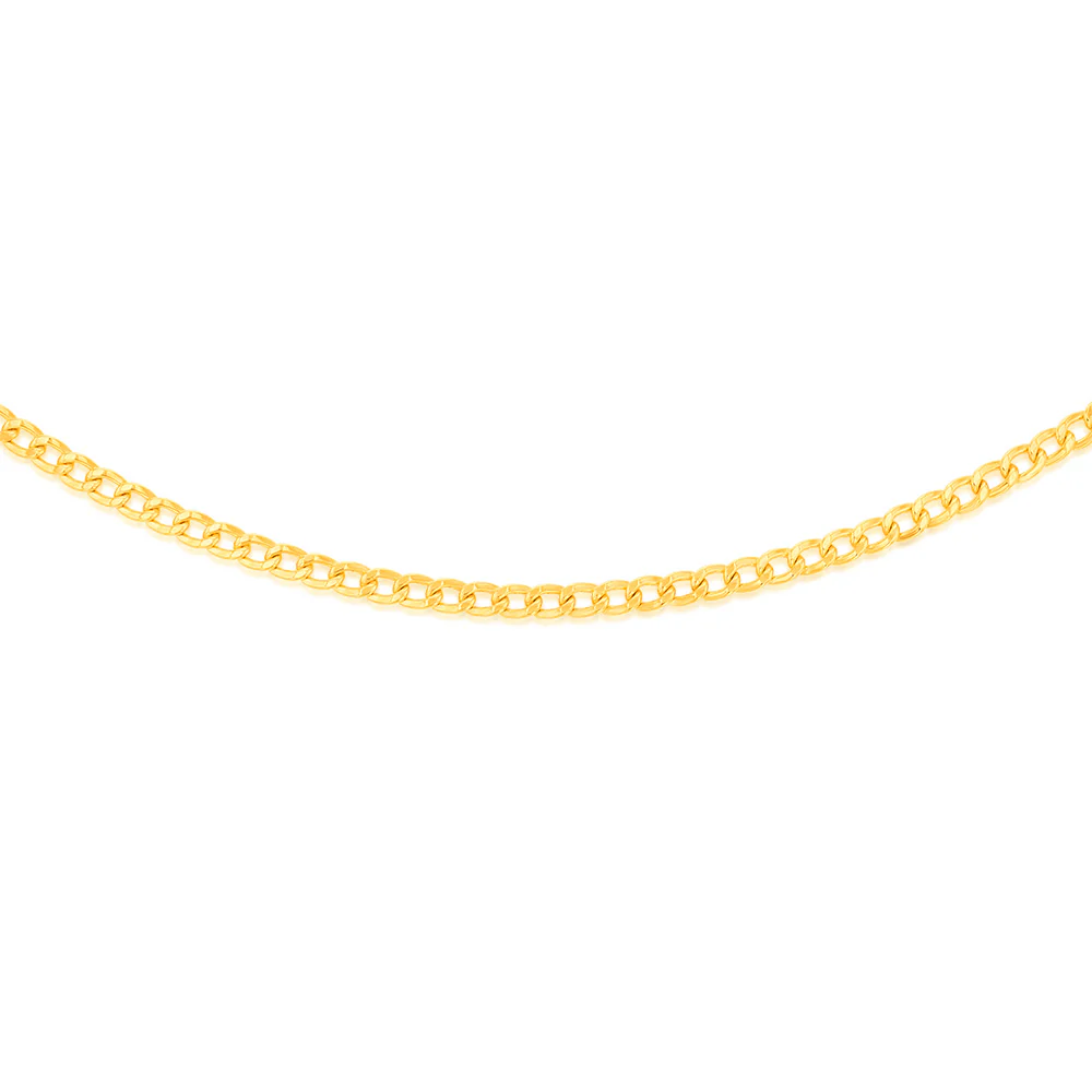 9ct Yellow Gold Copper Filled 45cm Curb 150 Gauge Chain Bolt Ring - Image 3