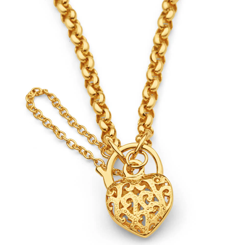 9ct Yellow Gold Copper Filled Belcher Padlock Bracelet - Image 2