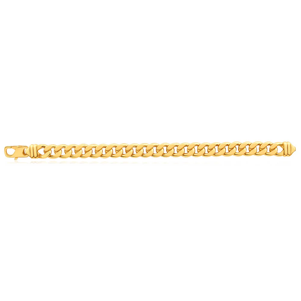 9ct Yellow Gold Copper Filled Curb 22cm Bracelet 300 Gauge - Image 2