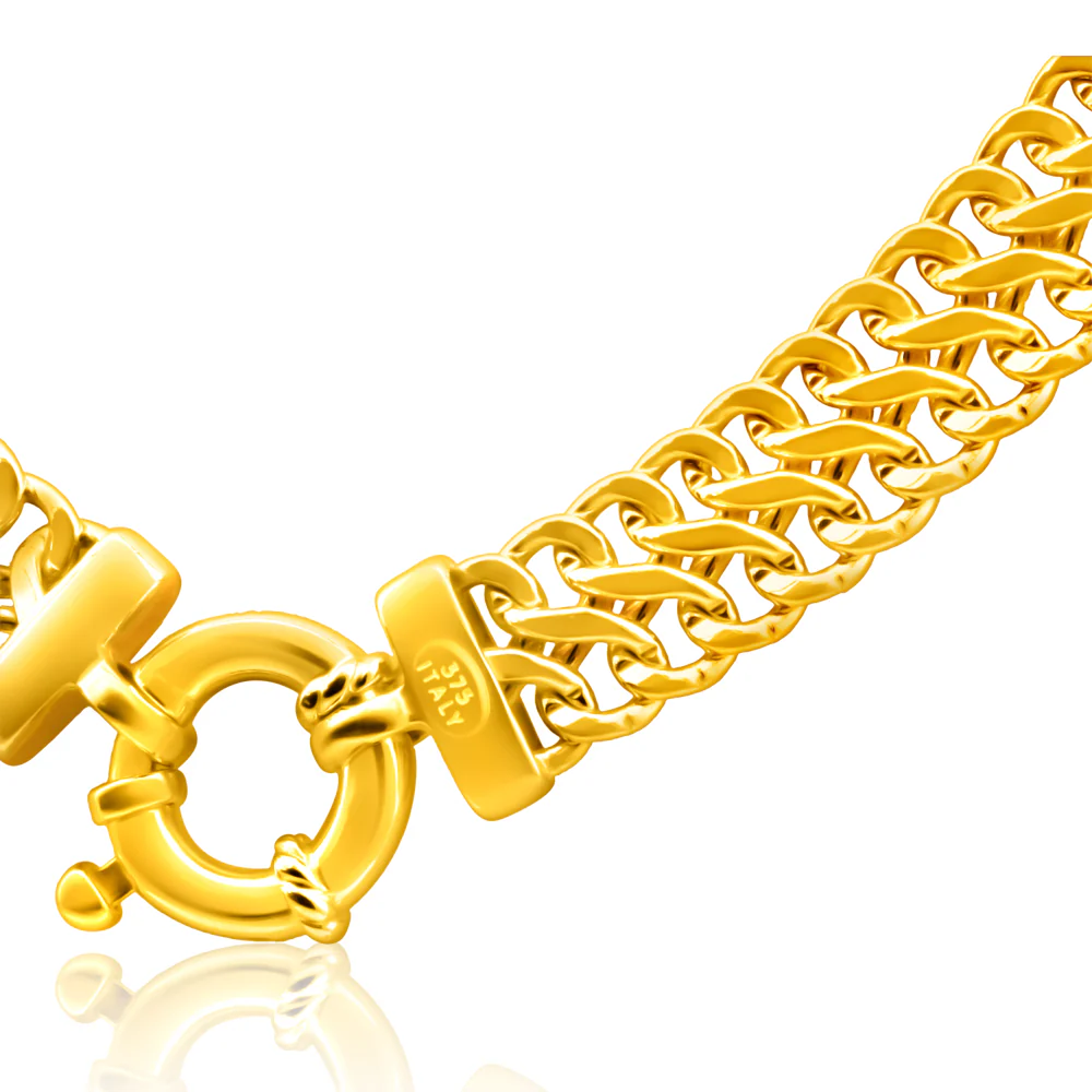 9ct Yellow Gold Copper Filled Mesh 45cm Chain 100 Gauge with a Bolt Ring - Image 2