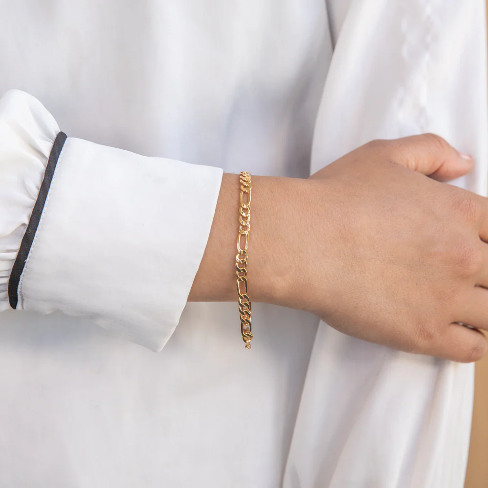 9ct Yellow Gold Copperfilled 19cm Figaro Bracelet 120Gauge - Image 3