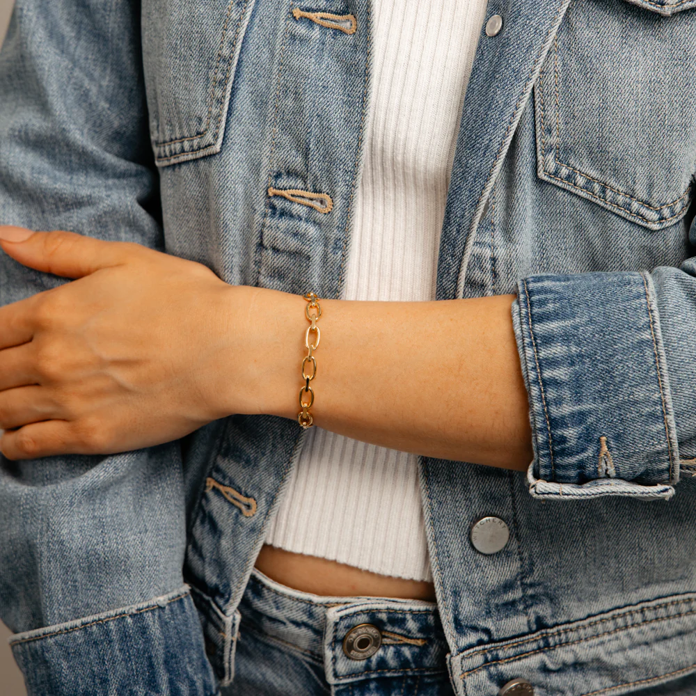 9ct Yellow Gold Copperfilled Oval Link 19cm Bracelet - Image 4