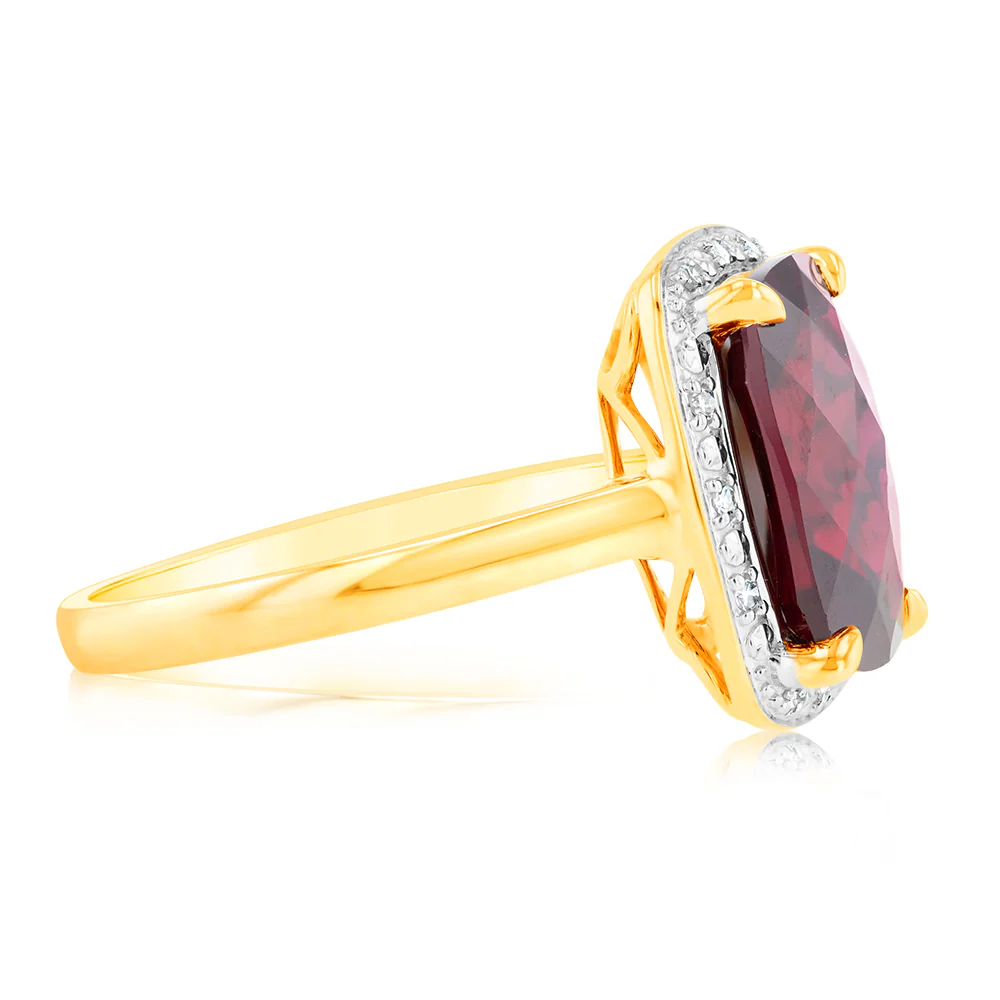9ct Yellow Gold Created Ruby And Diamond Ring - Image 2