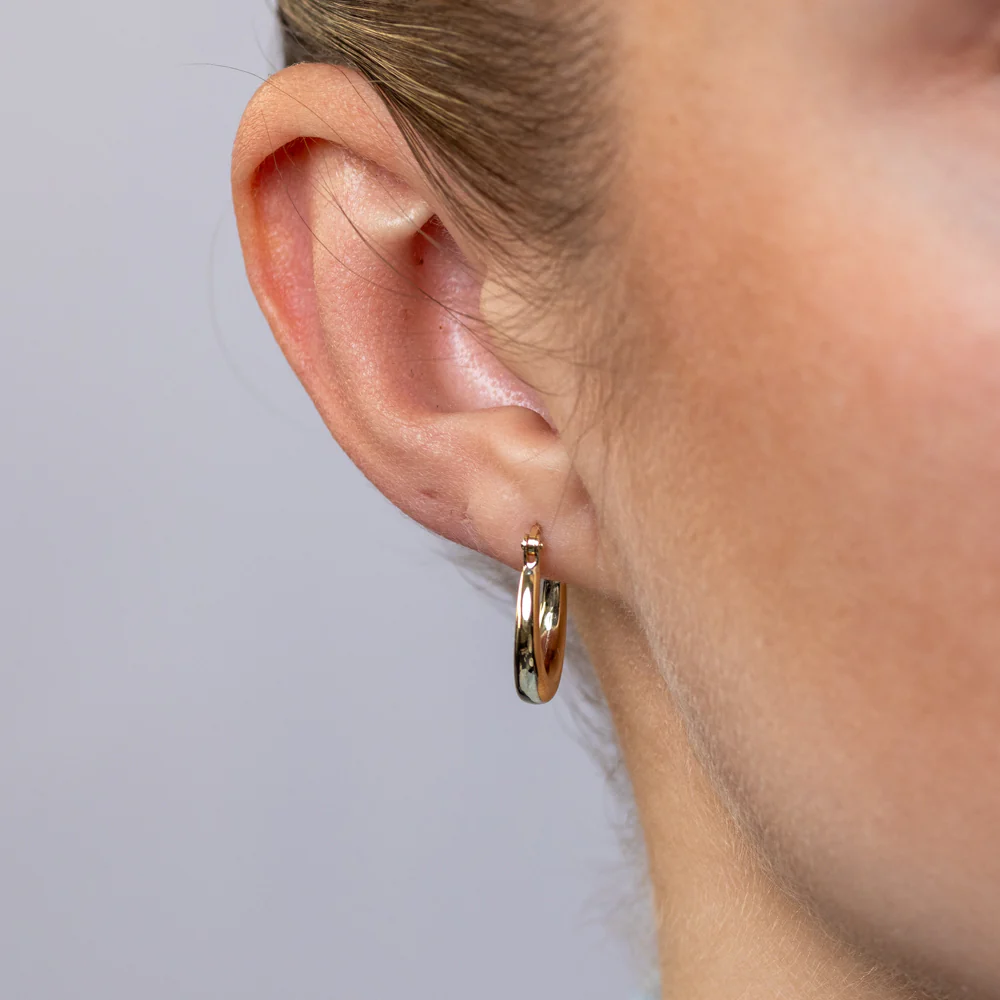 9ct Yellow Gold Crescent Hoop Earrings - Image 2