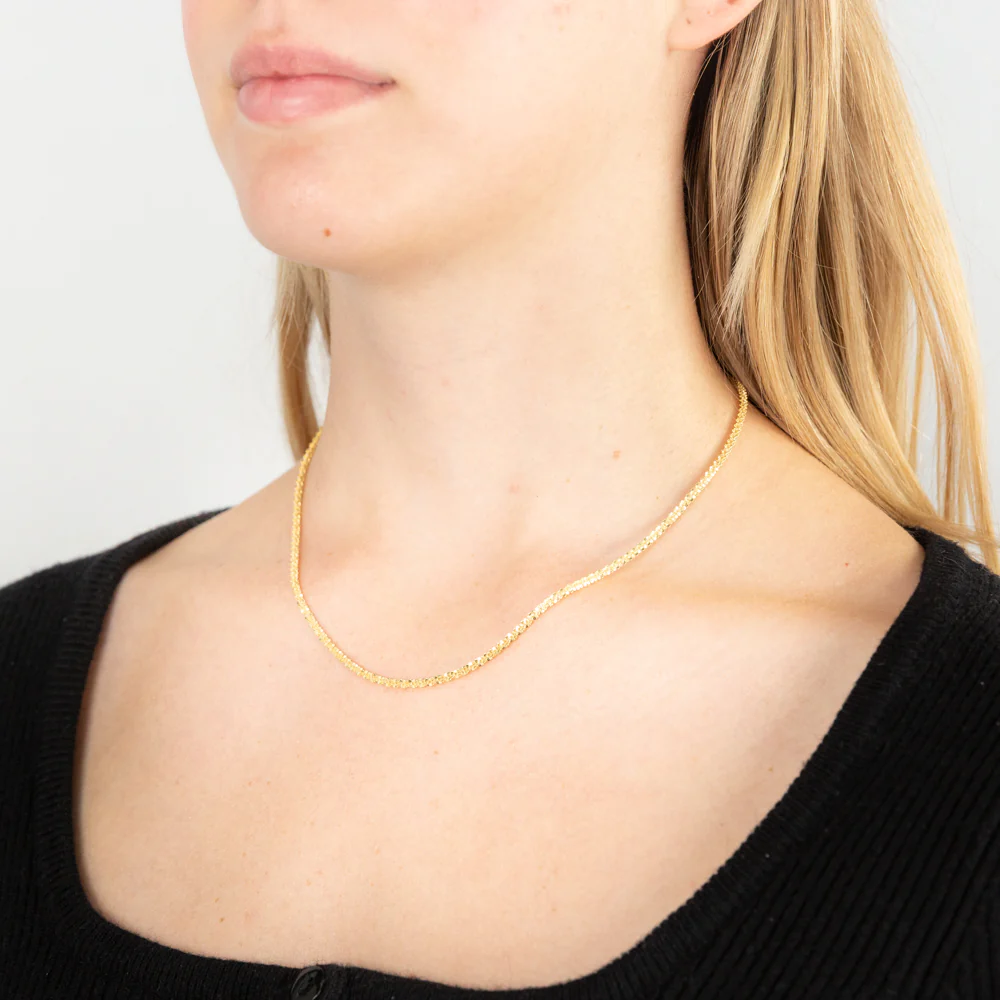 9ct Yellow Gold CrissCross Fancy 40cm Chain - Image 3