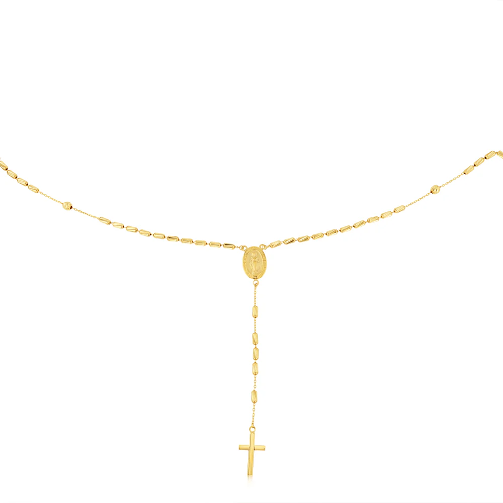 9ct Yellow Gold Cross And Medallion Fancy 50cm Rosary - Image 2