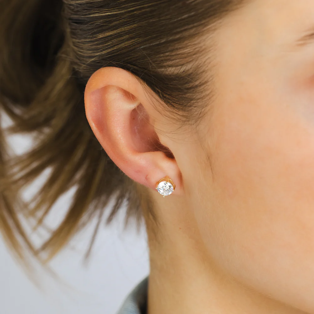 9ct Yellow Gold Cubic 6mm Zirconia Round Studs - Image 2