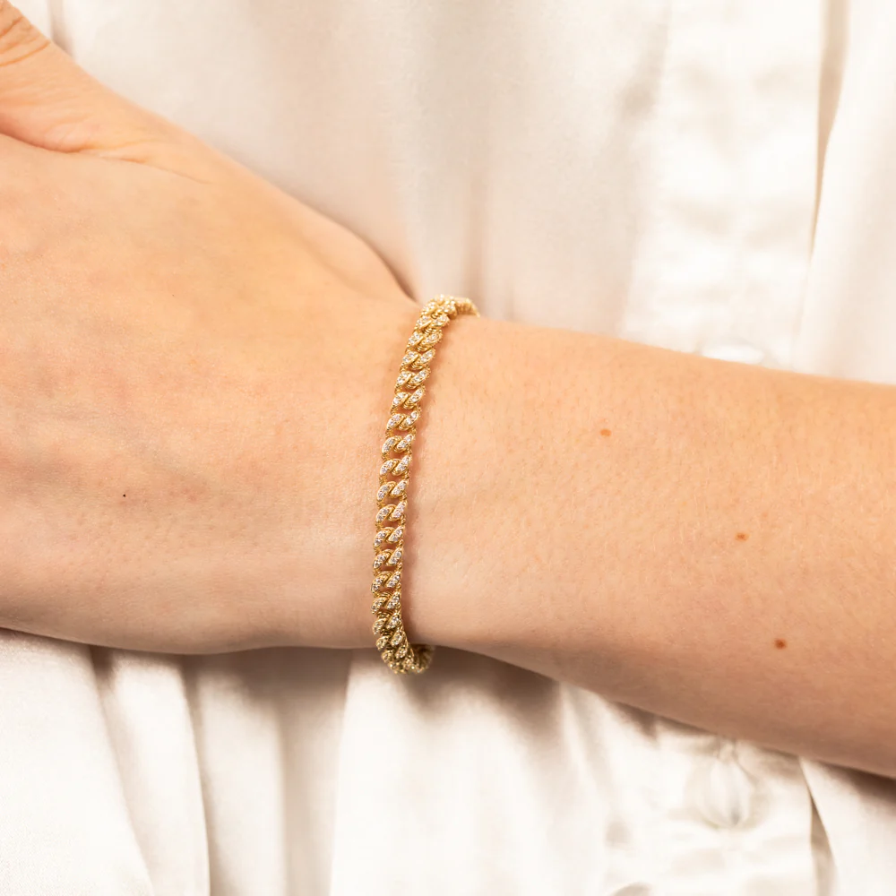 9ct Yellow Gold Cubic Zirconia Chain Bracelet - Image 3