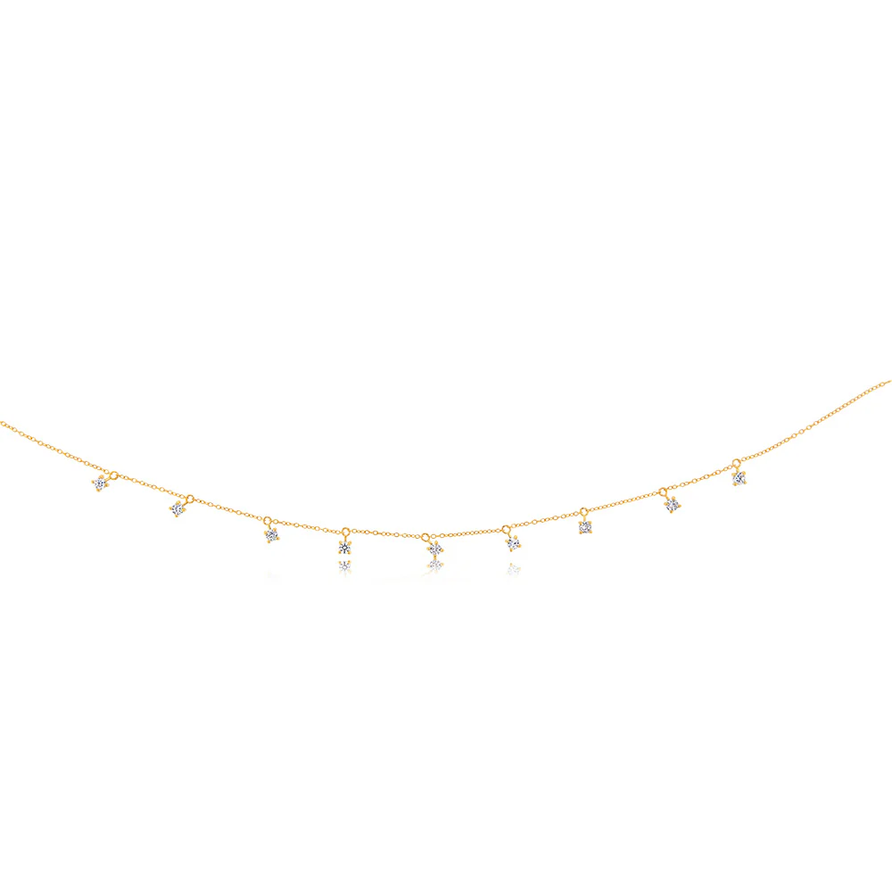 9ct Yellow Gold Cubic Zirconia Droplet 45cm Chain - Image 2