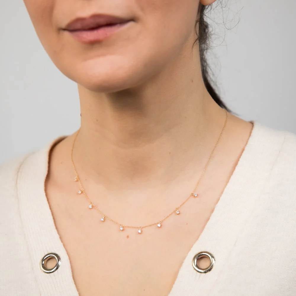 9ct Yellow Gold Cubic Zirconia Droplet 45cm Chain - Image 3