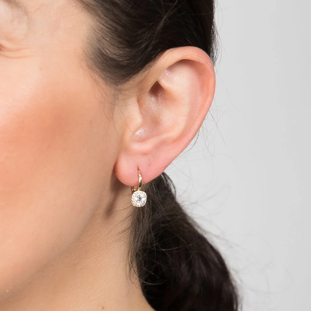 9ct Yellow Gold Cubic Zirconia Fancy Hoop Earrings - Image 2