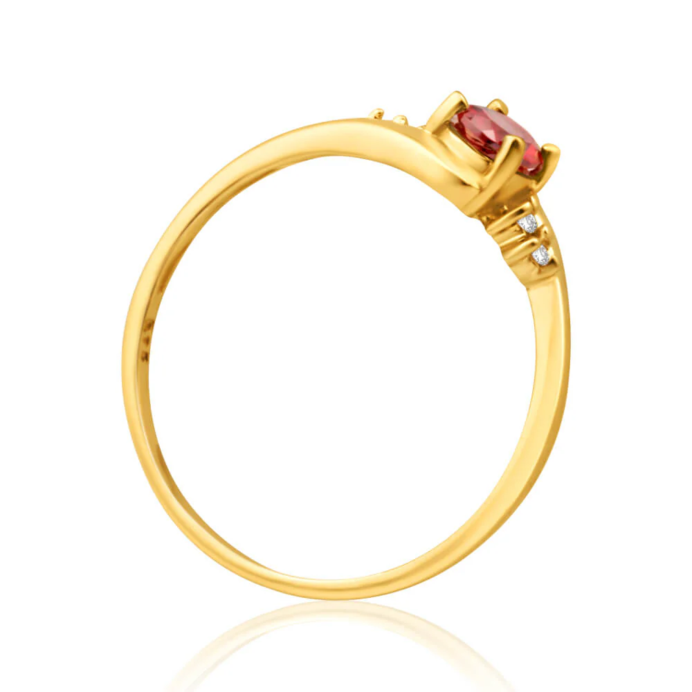 9ct Yellow Gold Cubic Zirconia + Garnet Ring - Image 2
