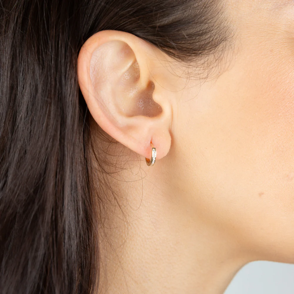 9ct Yellow Gold Cubic Zirconia On 8mm Hoop Earrings - Image 2