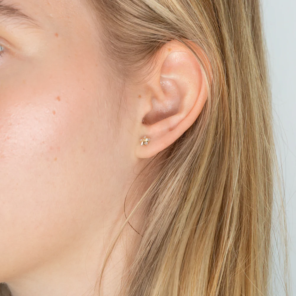 9ct Yellow Gold Cubic Zirconia Star Stud Earrings - Image 2