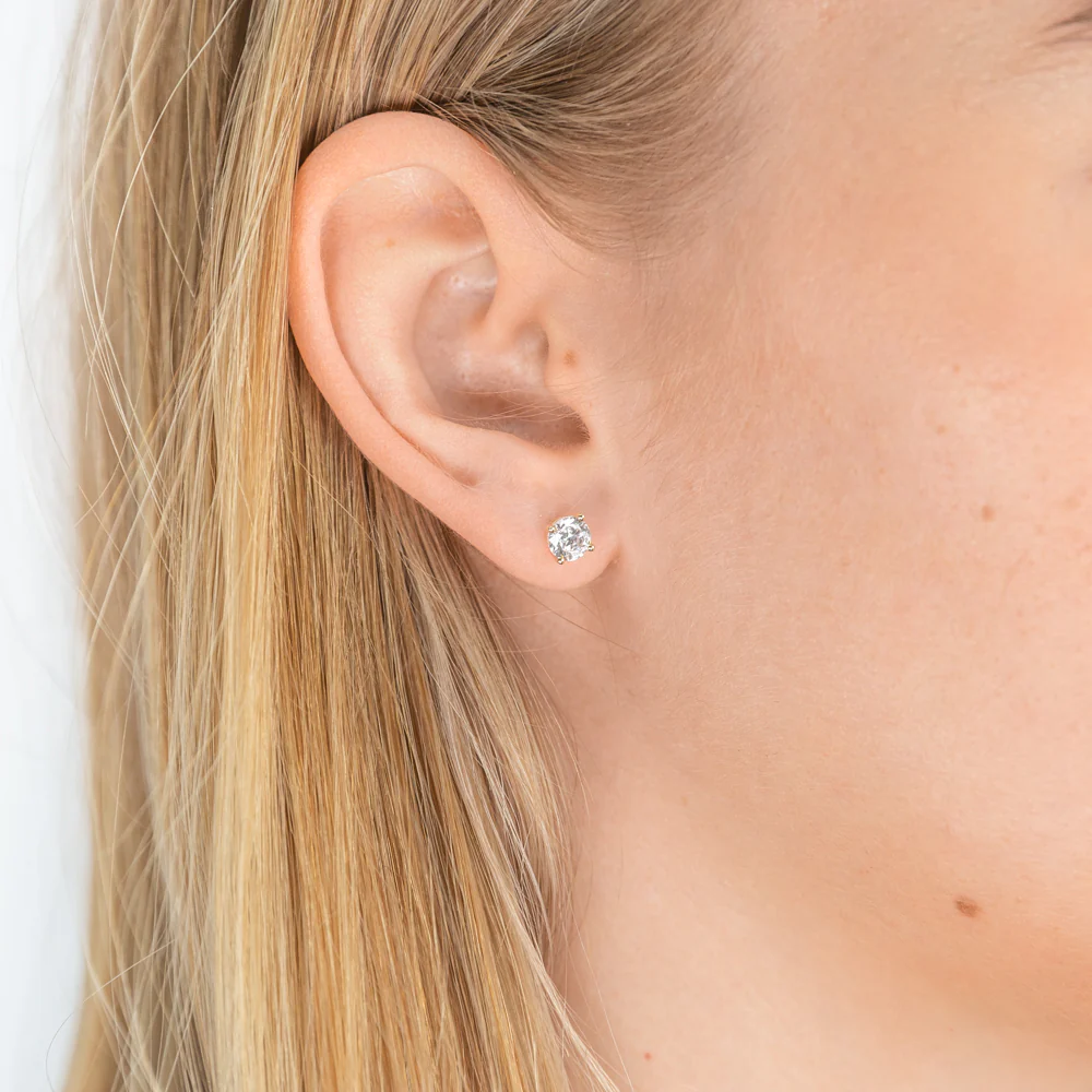 9ct Yellow Gold Cubic Zirconia Stud Earrings - Image 3
