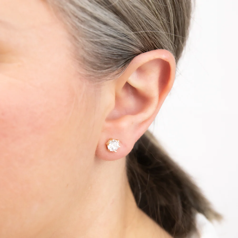 9ct Yellow Gold Cubic Zirconia Studs Earrings - Image 2