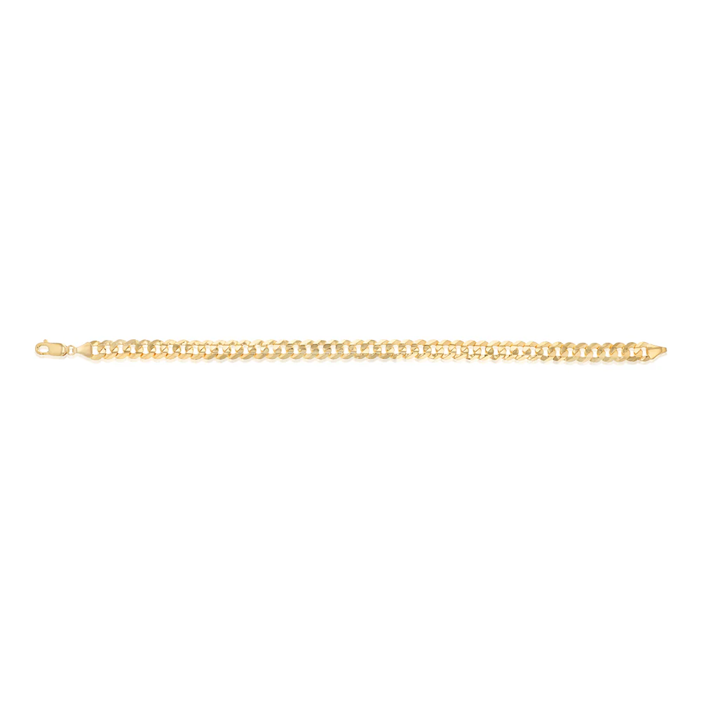 9ct Yellow Gold Curb Concave Lightweight 150 Gauge 21cm Bracelet - Image 2