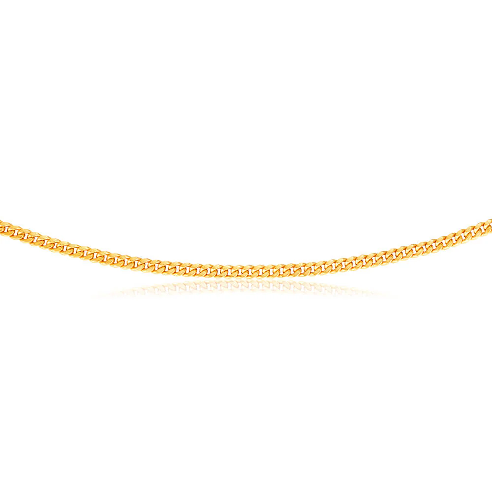 9ct Yellow Gold Curb Hollow 45cm Chain in 80 gauge - Image 2