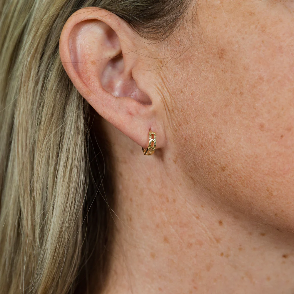 9ct Yellow Gold Curb Links Hoop Earrings - Image 2