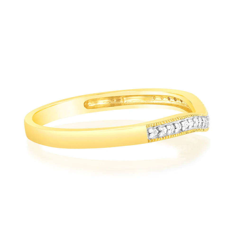 9ct Yellow Gold Curved Eternity Band with 18 Brilliant Cut Diamonds - Image 2