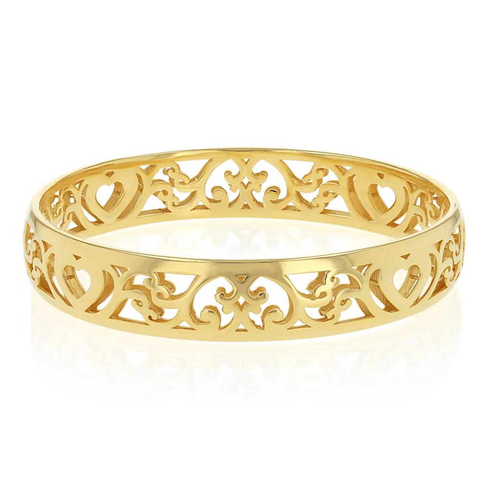 9ct Yellow Gold Cut Out Pattern 65mm Bangle - Image 2