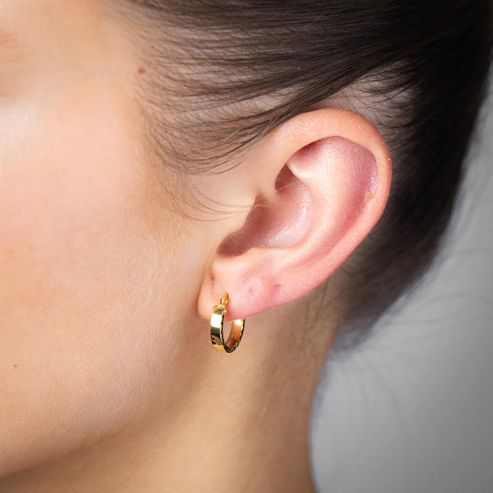 9ct Yellow Gold Diamond Cut 10mm Hoop Earrings - Image 3