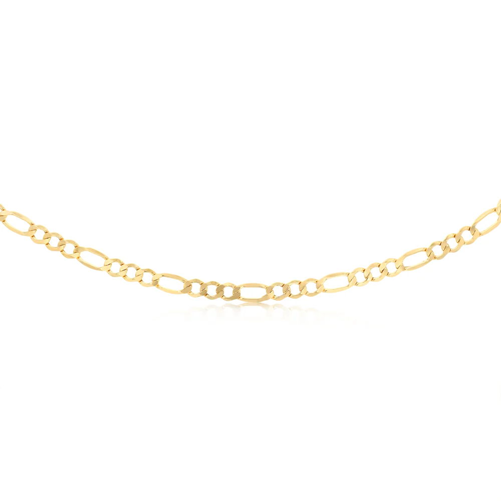9ct Yellow Gold Diamond Cut 150 Gauge 1:3 Figaro 50cm Chain - Image 2