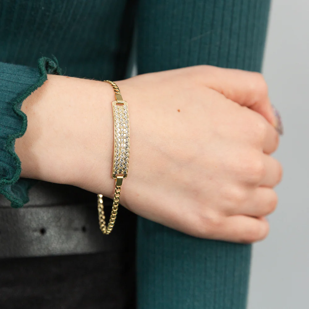 9ct Yellow Gold Diamond Cut 19cm ID Bracelet - Image 3