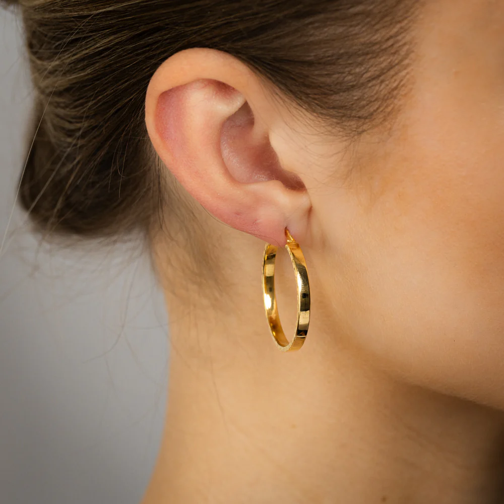 9ct Yellow Gold Diamond Cut 25mm Hoop Earrings - Image 2
