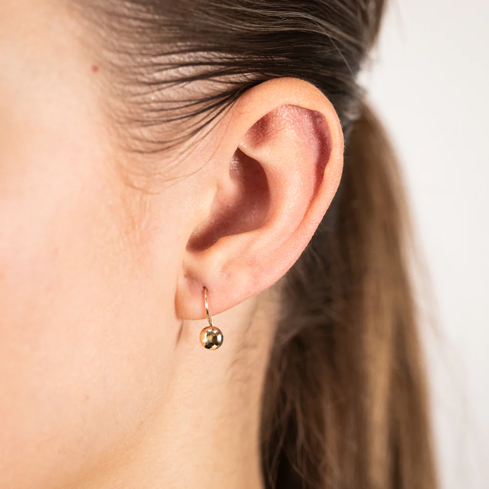 9ct Yellow Gold Diamond Cut 5.4mm Flat Euroball Hook Earrings - Image 2